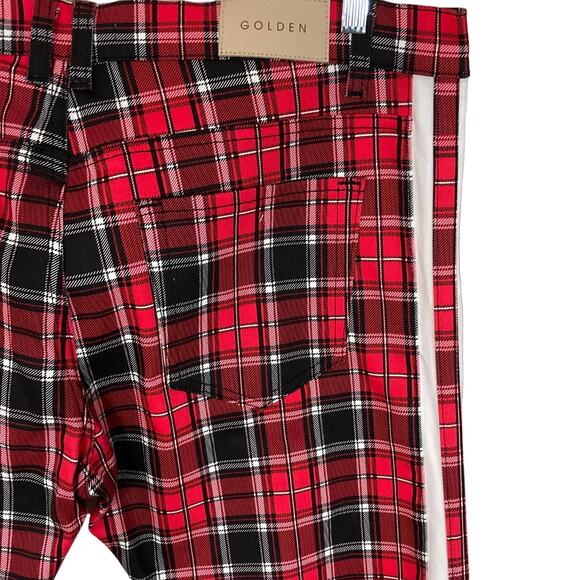 NEW Golden Denim The Union Rivoli Plaid Print Slim Jeans Ankle Zip Tartan 40X34 - Picture 16 of 16